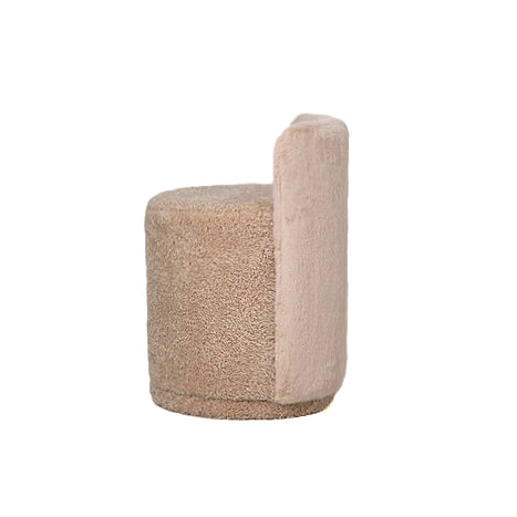 Poef Brandon Beige Stof Rond Pouf Met Rugleuning PTMD