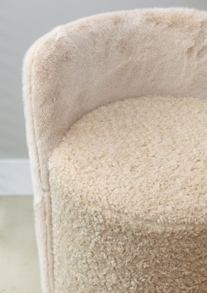 Poef Brandon Beige Stof Rond Pouf Met Rugleuning PTMD
