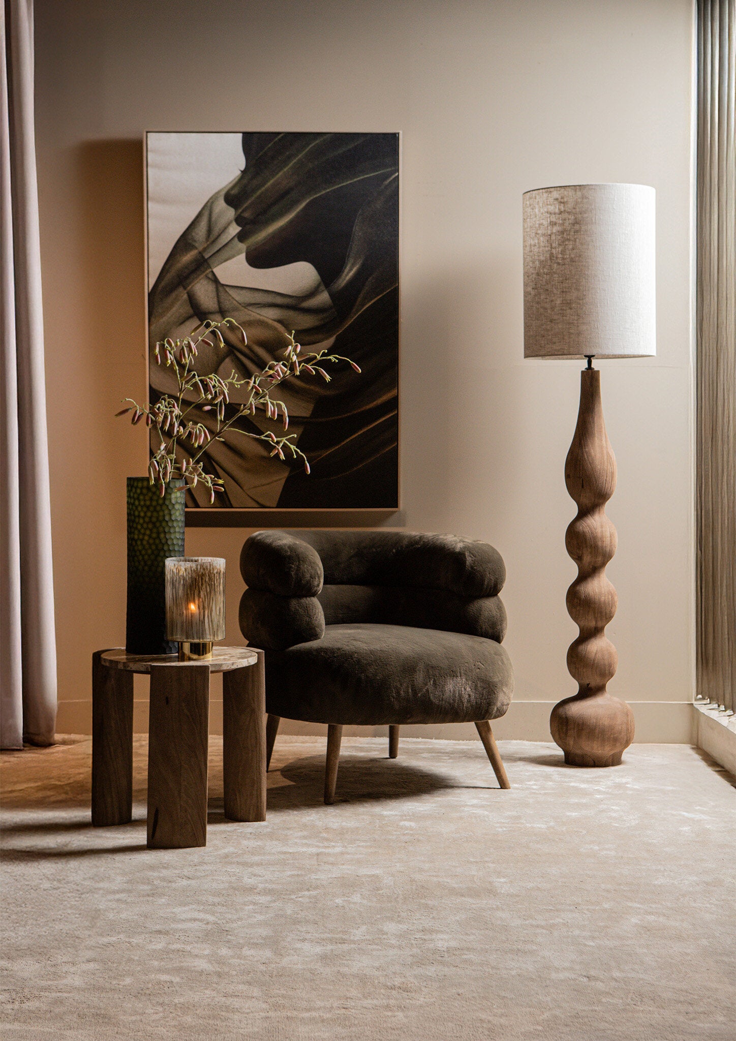 Nelly Dark Brown Fabric Fur Fauteuil PTMD