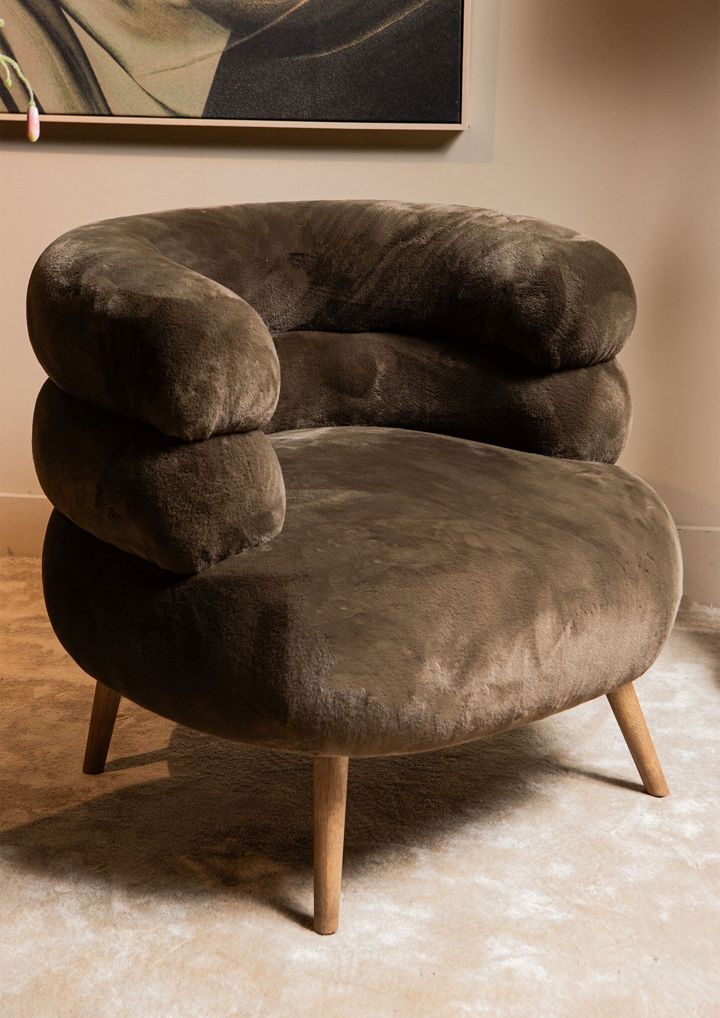 Nelly Dark Brown Fabric Fur Fauteuil PTMD