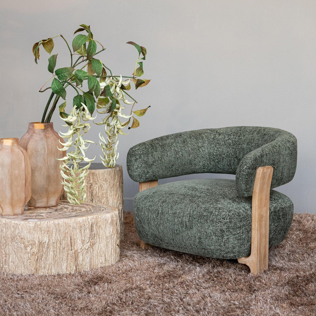 Mire Green Fauteuil Legacy 10 Olive Rubber wood PTMD