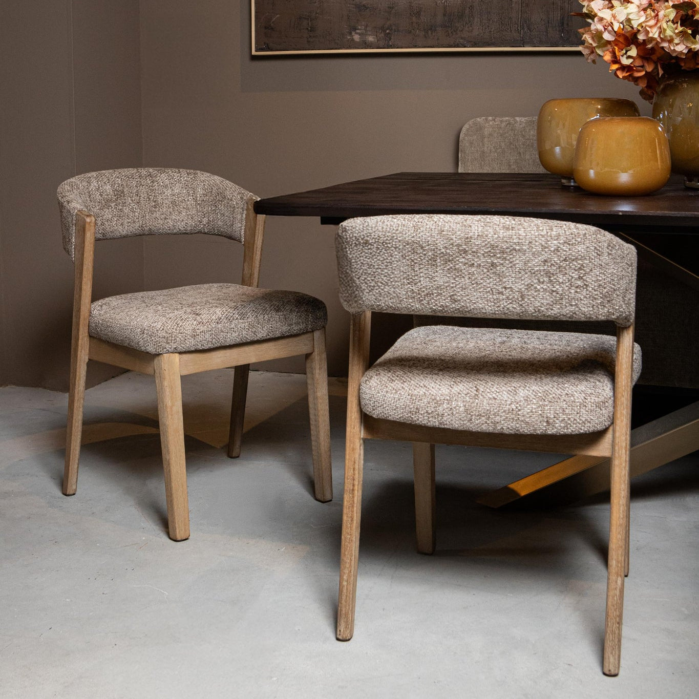 Eetkamerstoel Kael Taupe Legacy 3 Mink Rubberhout PTMD