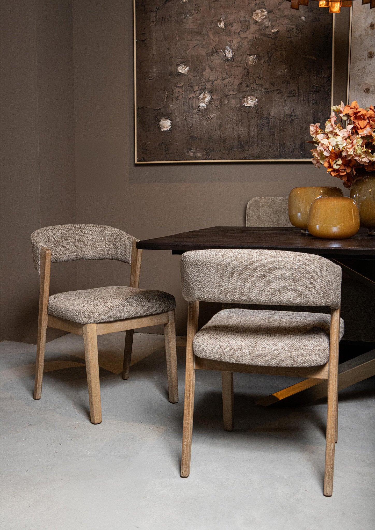 Eetkamerstoel Kael Taupe Legacy 3 Mink Rubberhout Set van 2PTMD