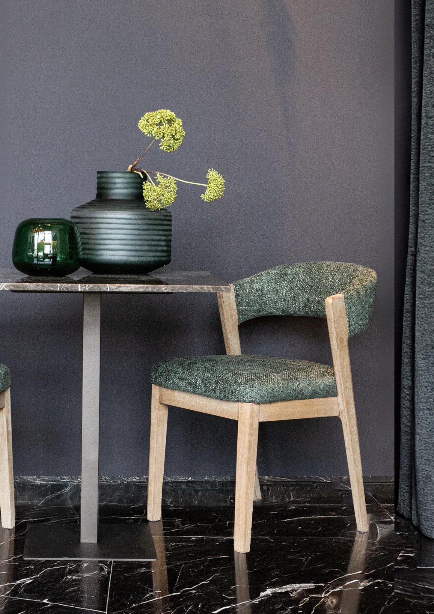 Eetkamerstoel Kael Groen Legacy 10 Olive Rubberhout Set van 2 PTMD
