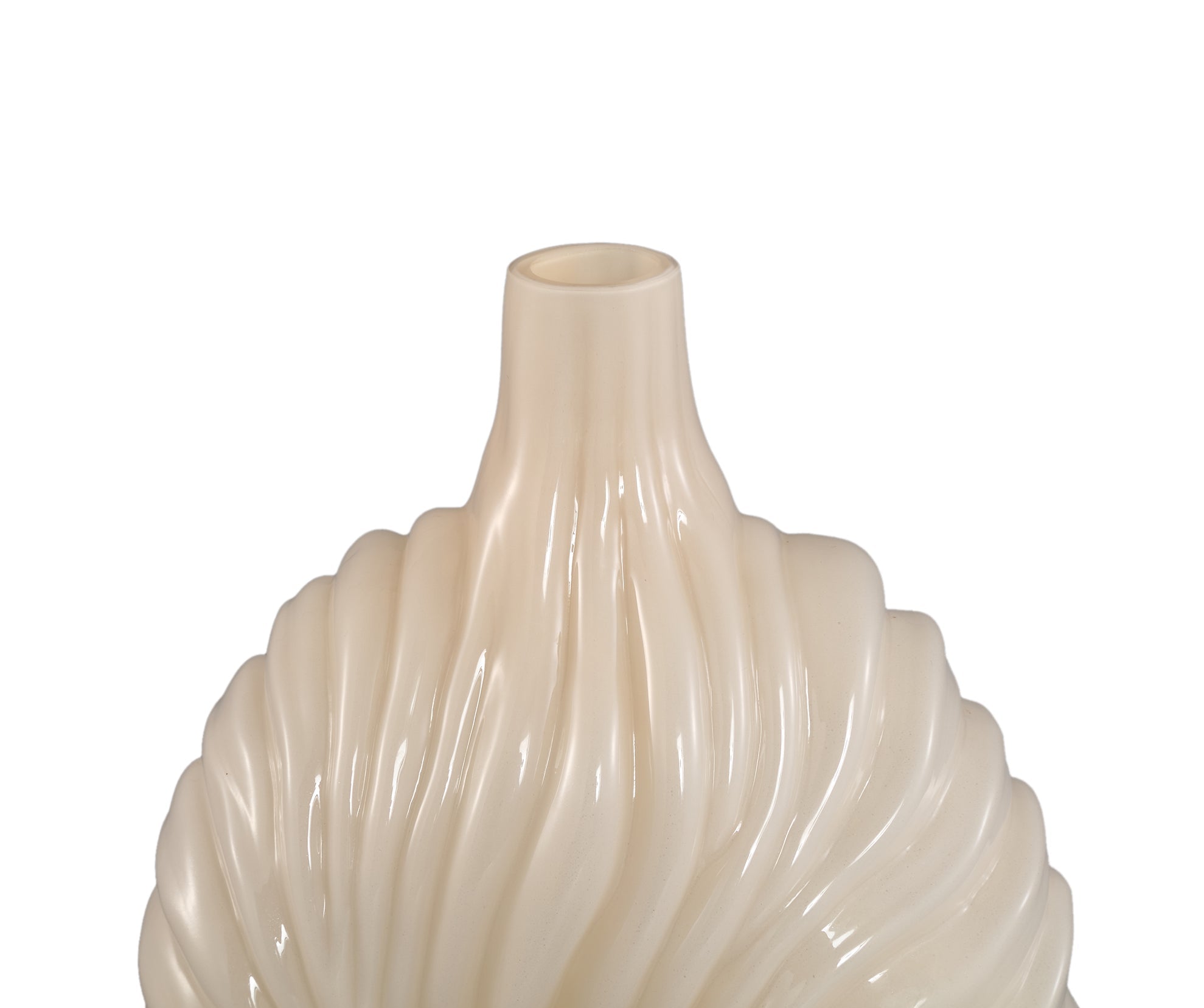 Vaas Kelline Creme Rond Geribbelde Glas Hoog PTMD