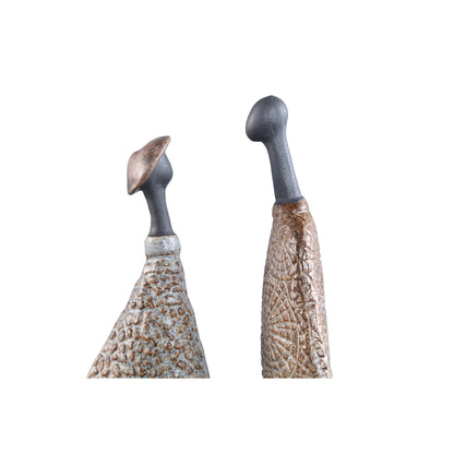 Yung Beige Ceramic Couple Ornament Set Of 2 PTMD