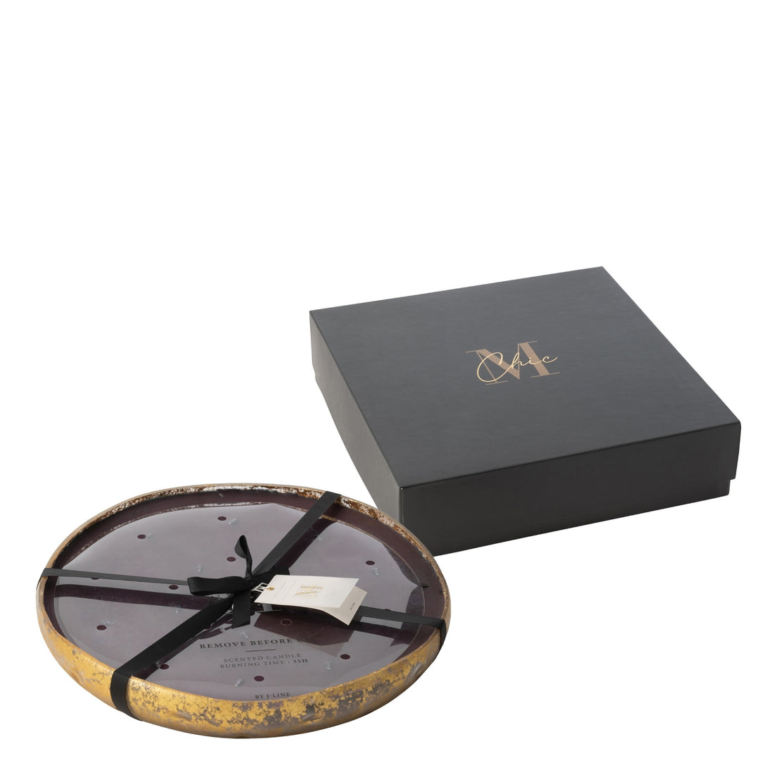 Geurkaars M-Chic Glas Goud/Zwart Extra Large-35u J-Line
