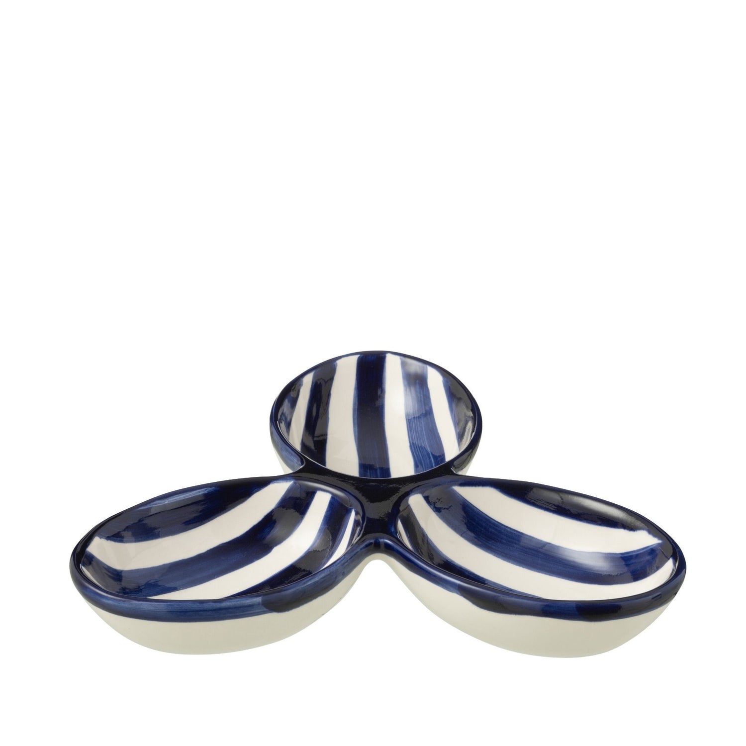 Apero Bakjes Granada Strepen Cobalt Blauw/Wit Keramiek J-Line