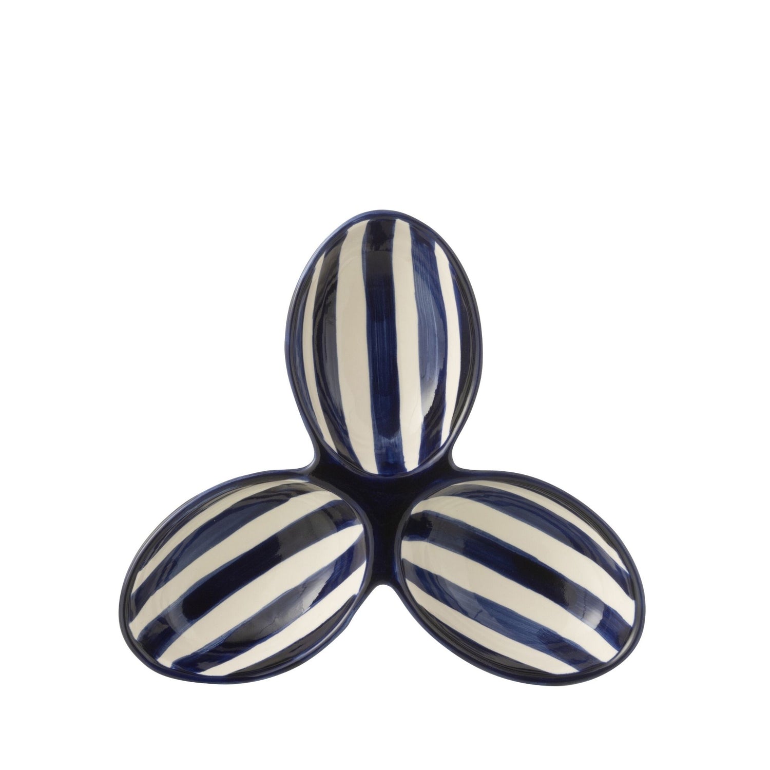 Apero Bakjes Granada Strepen Cobalt Blauw/Wit Keramiek J-Line