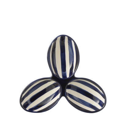 Apero Bakjes Granada Strepen Cobalt Blauw/Wit Keramiek J-Line