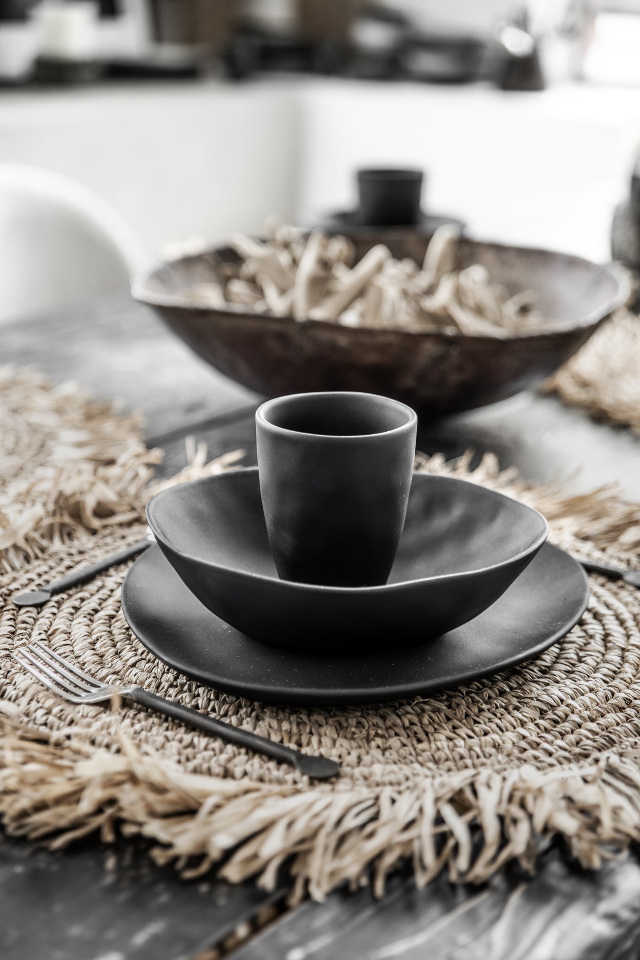 De Fringe Raffia Placemat Rond - Naturel Bazar Bizar