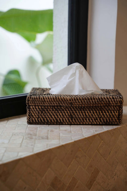 De Rattan Classic Tissue Doos - Naturel Bruin