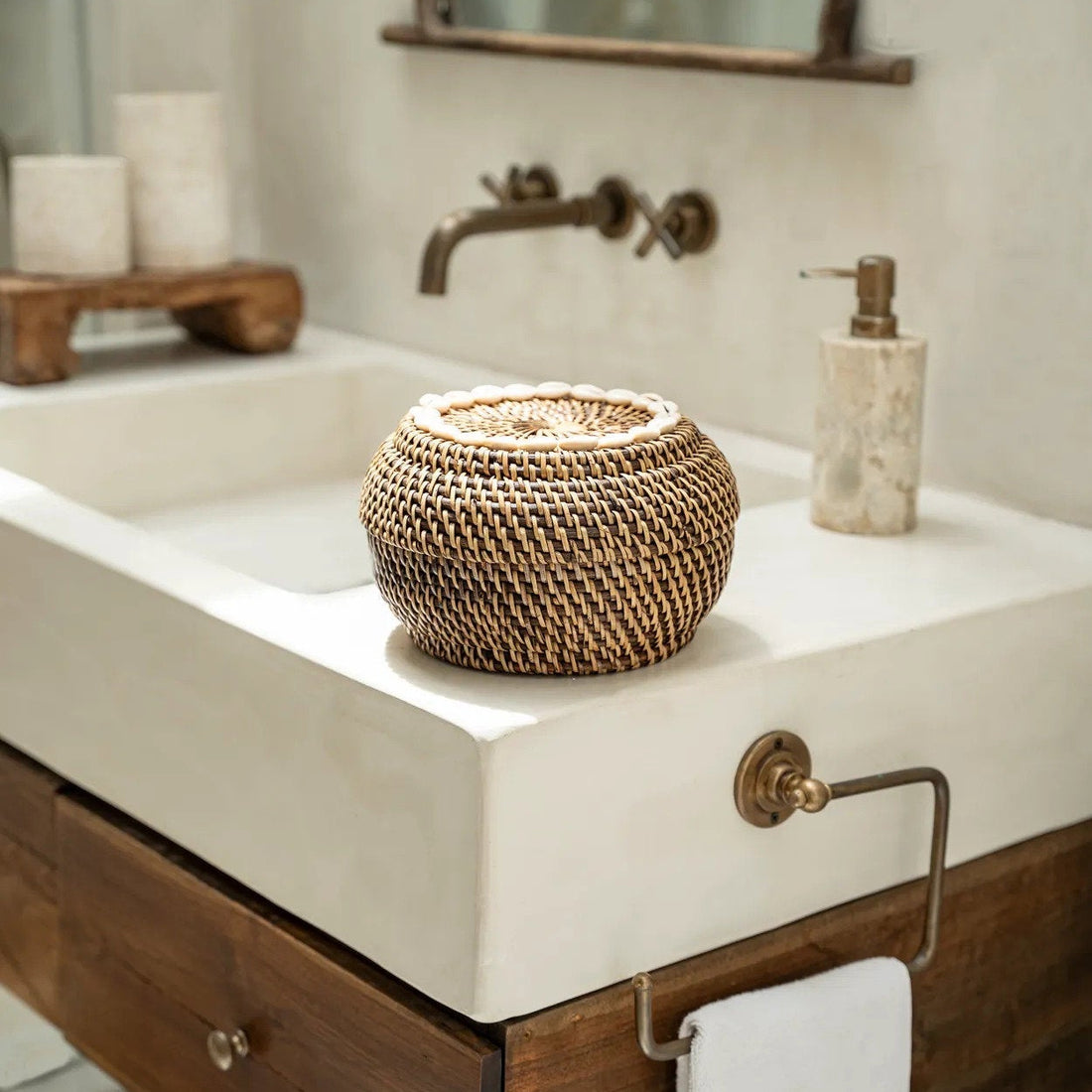 De Colonial Peek-a-Boo Mand Naturel Medium Bruin Bazar Bizar