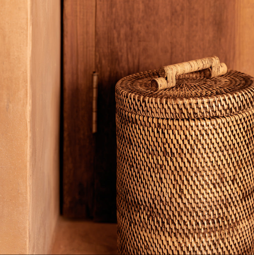 De Rattan Mand Hoog - Natuurlijk Bruin Bazar Bizar