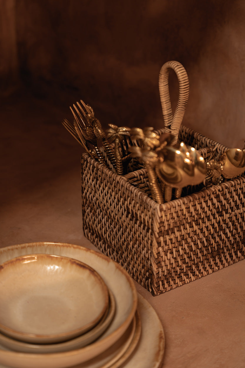 De Rattan Bestekhouder N°4 Natuurlijk Bruin Bazar Bizar