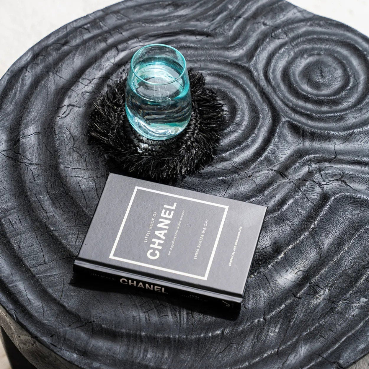 De Fringe Raffia Onderzetter - Zwart