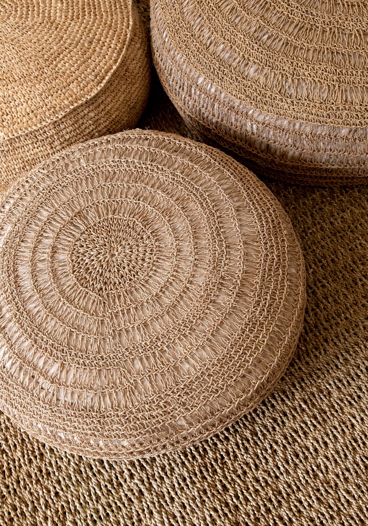 De Raffia Flores Poef - Naturel Bazar Bizar