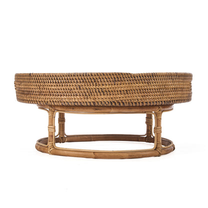 De Rattan Rise Tray Natuurlijk Bruin Bazar Bizar