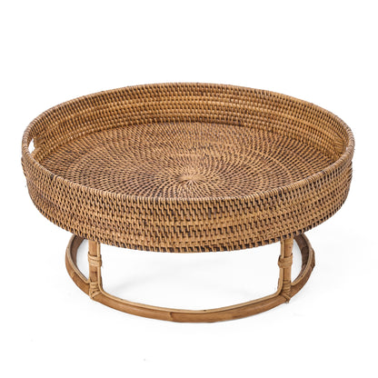 De Rattan Rise Tray Natuurlijk Bruin Bazar Bizar