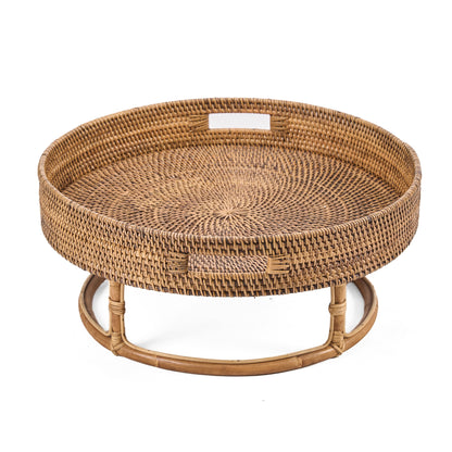 De Rattan Rise Tray Natuurlijk Bruin Bazar Bizar