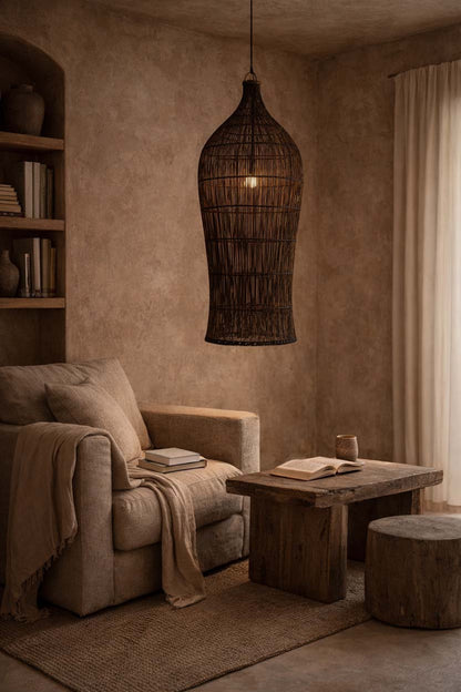 De Oasis Tower Hanglamp Donker Walnoot XL Bazar Bizar