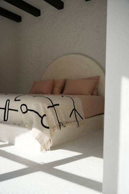 De Evil Eye Bedsprei - Naturel Zwart