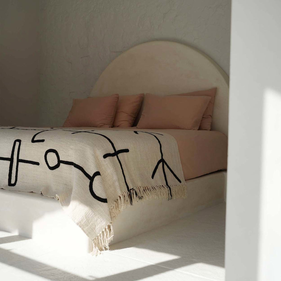 De Evil Eye Bedsprei - Naturel Zwart Bazar Bizar