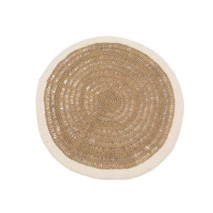 Het Seagrass &amp; Katoen Rond Tapijt - Naturel Wit - 100