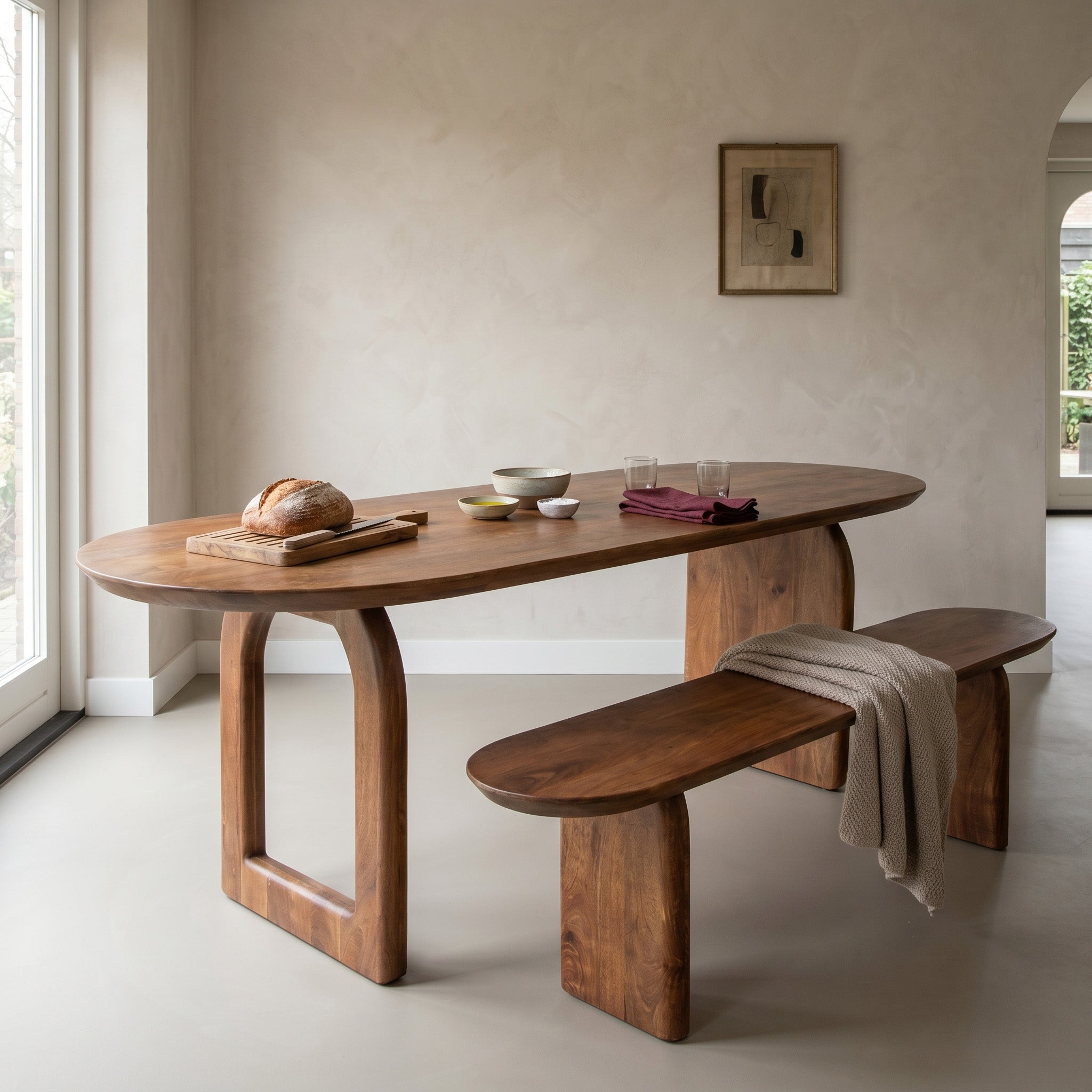 Eetkamerbank Bullnose Bruin Mangohout 180cm Raw Materials