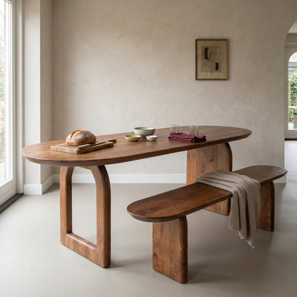 Eetkamerbank Bullnose Bruin Mangohout 180cm Raw Materials