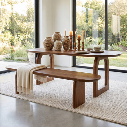 Eetkamerbank Bullnose Bruin Mangohout 180cm Raw Materials