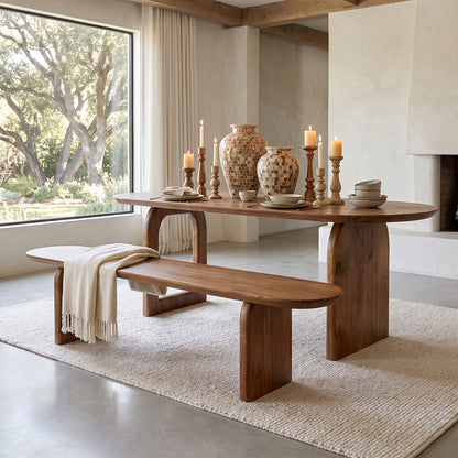 Eetkamerbank Bullnose Bruin Mangohout 180cm Raw Materials