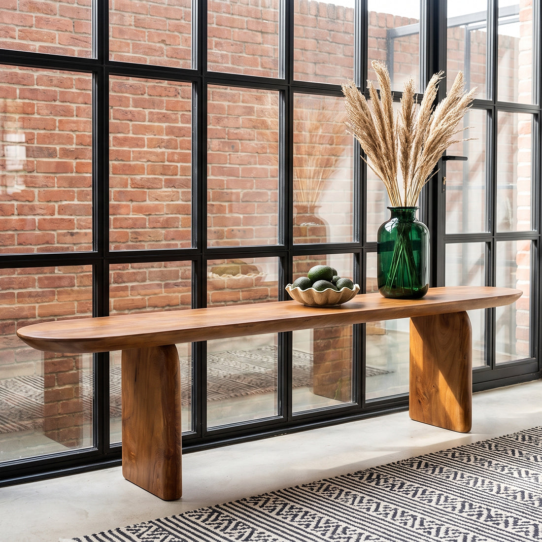 Eetkamerbank Bullnose Bruin Mangohout 180cm Raw Materials