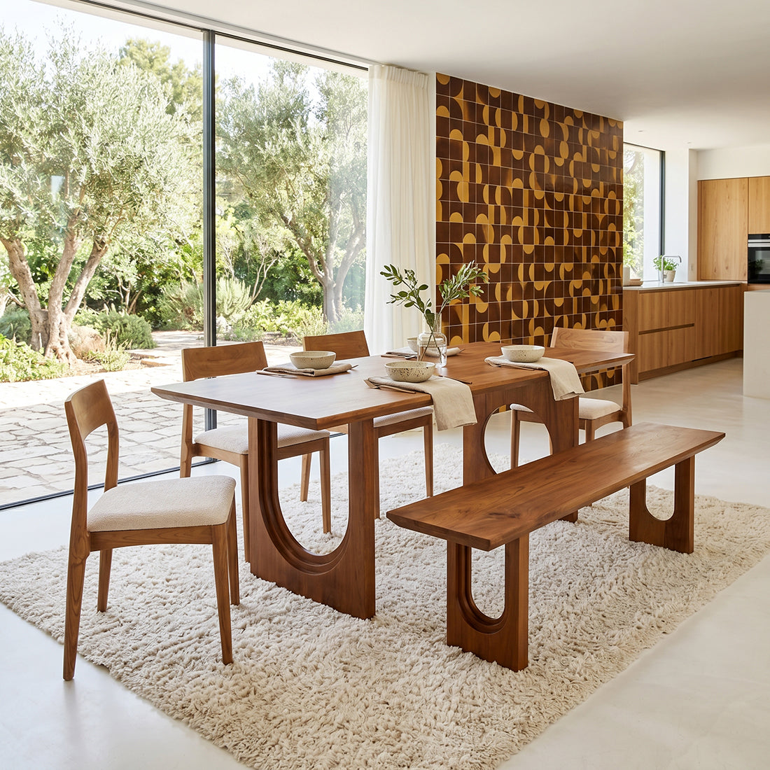 Eetkamerbank Bullnose Chamfered Mangohout 240cm Raw Materials