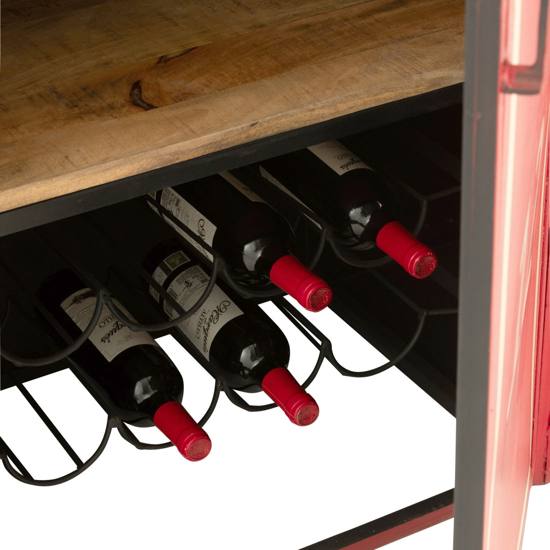 Barmeubel Kabelwagen Ijzer/Mangohout Rood J-Line