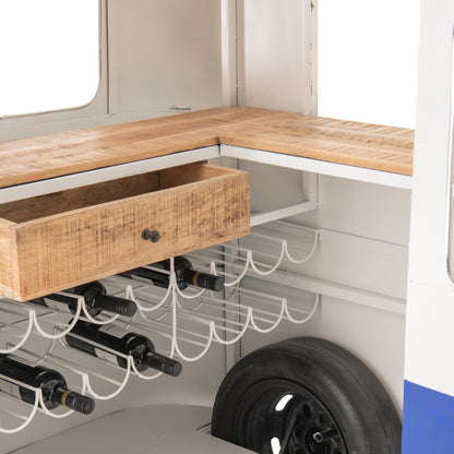 Barmeubel Retro Camper Blauw/Wit J-Line