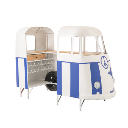 Barmeubel Retro Camper Blauw/Wit J-Line