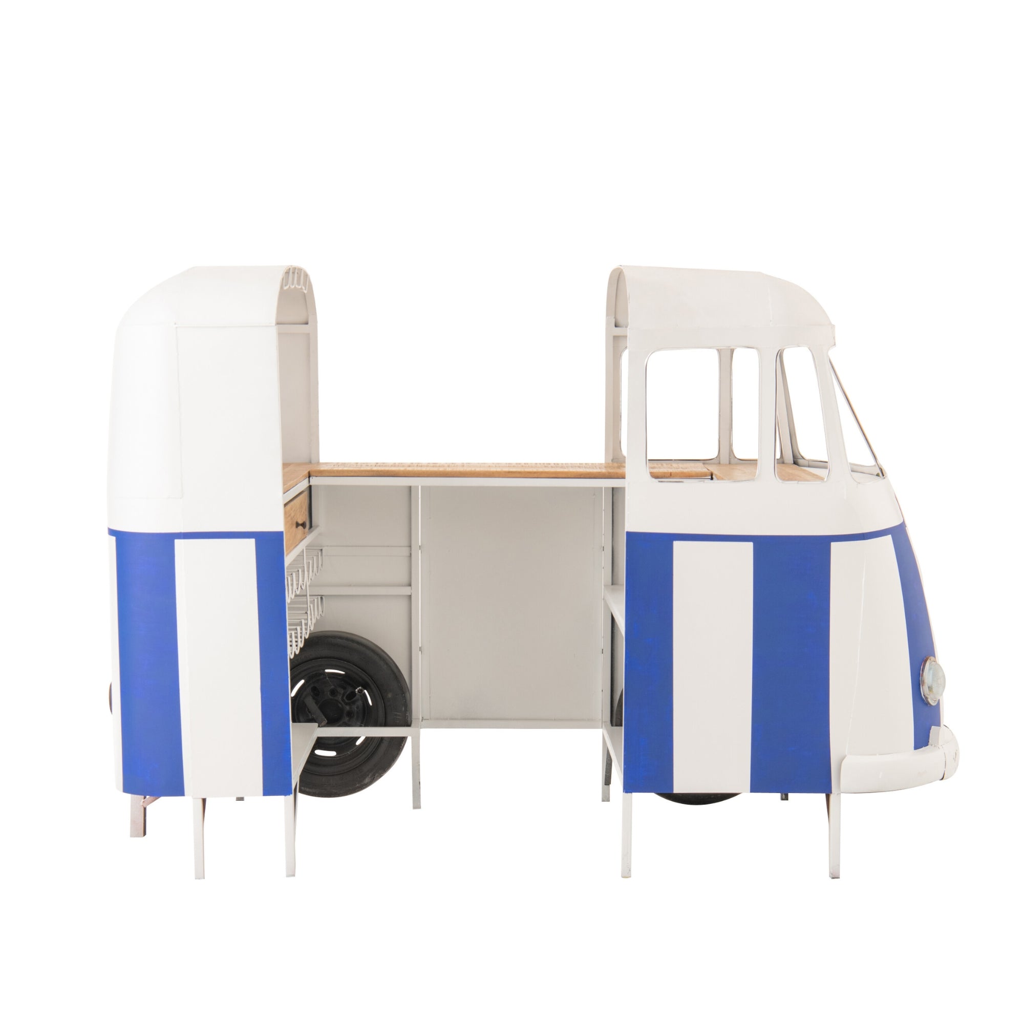 Barmeubel Retro Camper Blauw/Wit J-Line
