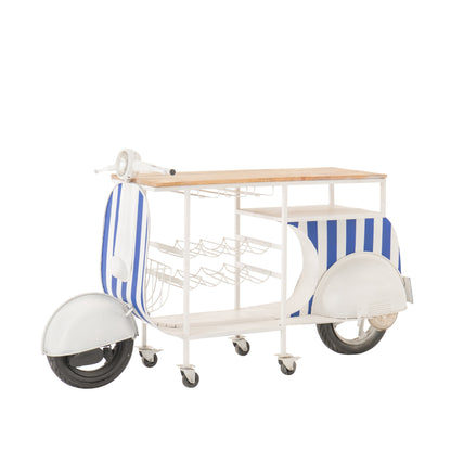 Barmeubel Retro Scooter Gestreept Ijzer Blauw Wit J-Line