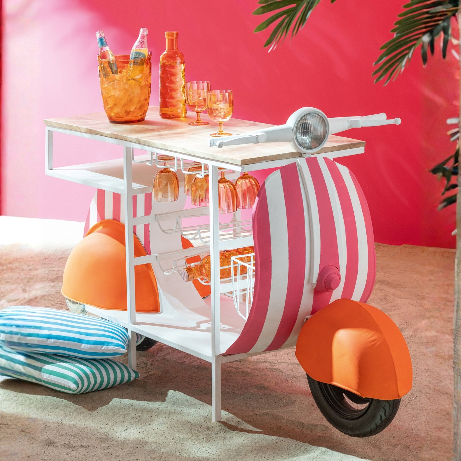 Barmeubel Retro Scooter Oranje Roze Wit | Unieke Retro Bar | J-Line