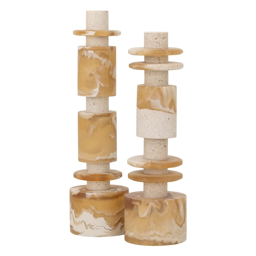 Decoratief Beeld Alba Crème Bruin Set van 2 MUST Living