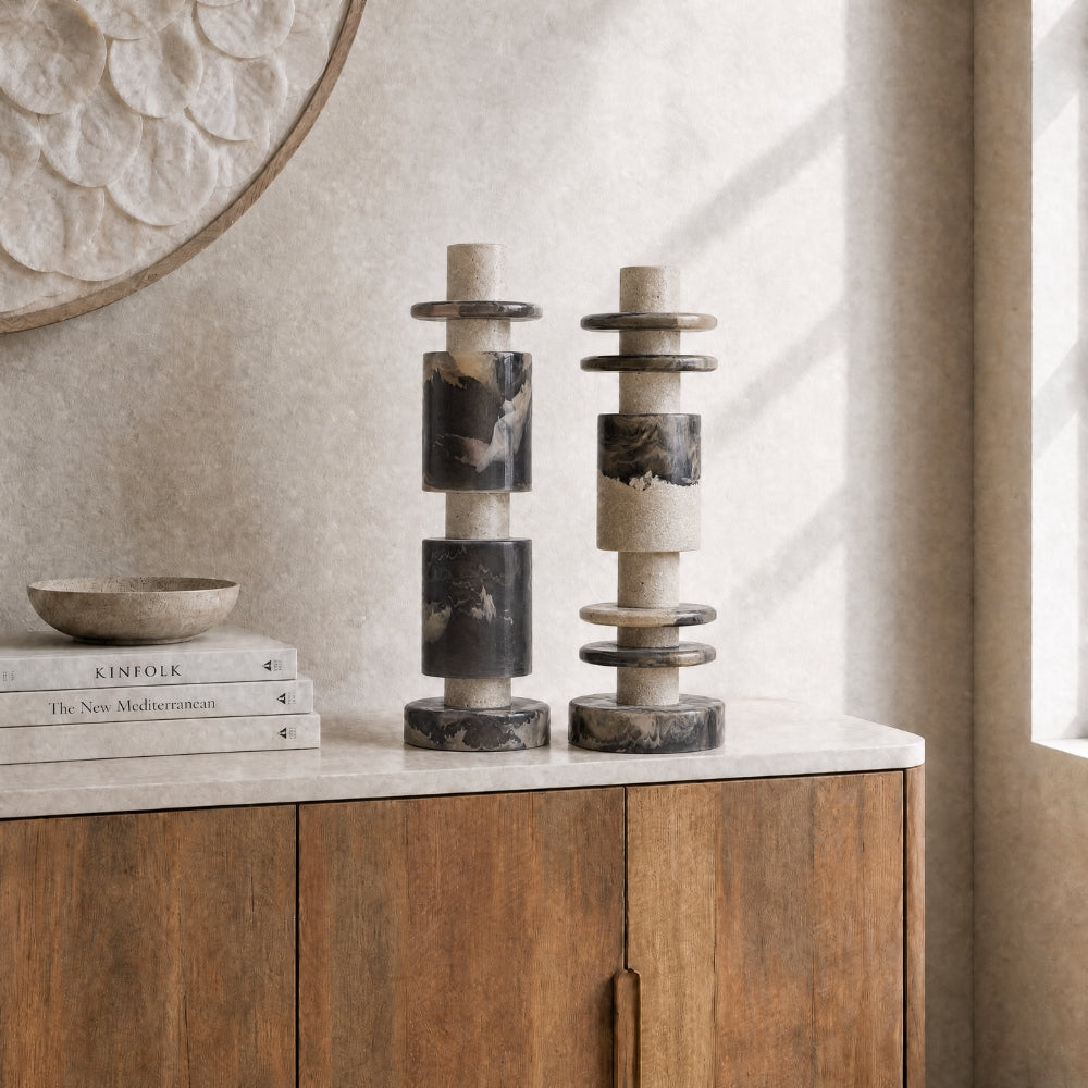 Decoratief Beeld Alba Zwart Crème Set van 2 MUST Living