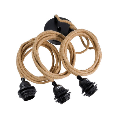 Plafondarmatuur met 3 fittings Naturel Zwart Bazar Bizar