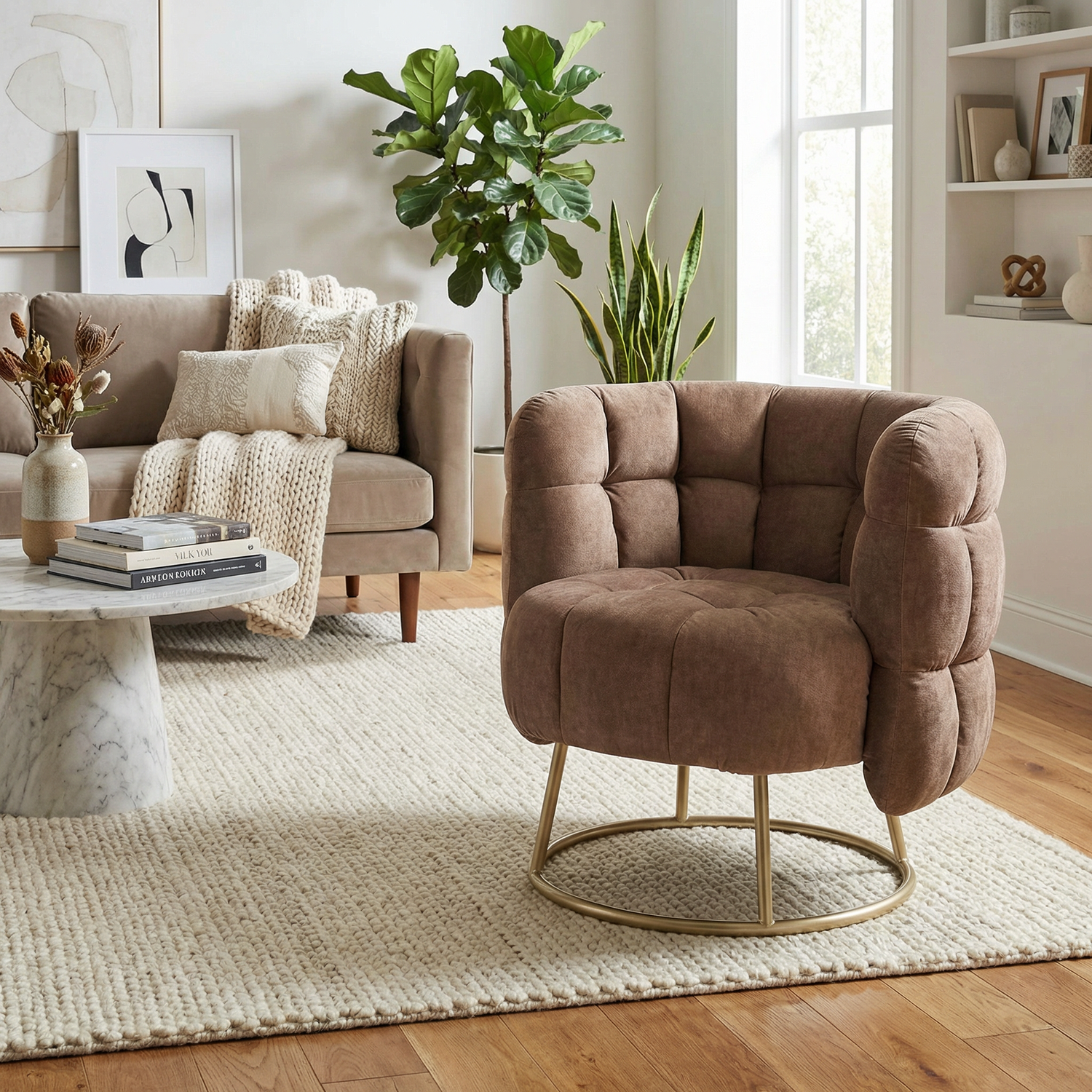 Fauteuil Fluffy Pink Vogue 3 Antelope Gold PTMD