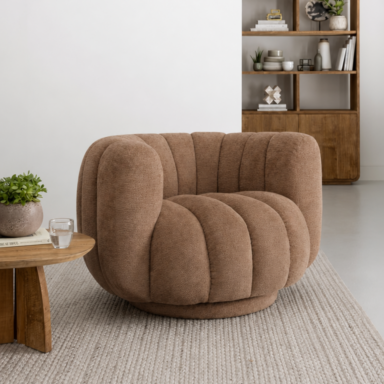 Fauteuil Mello Draaifauteuil Stof Cognac MUST Living