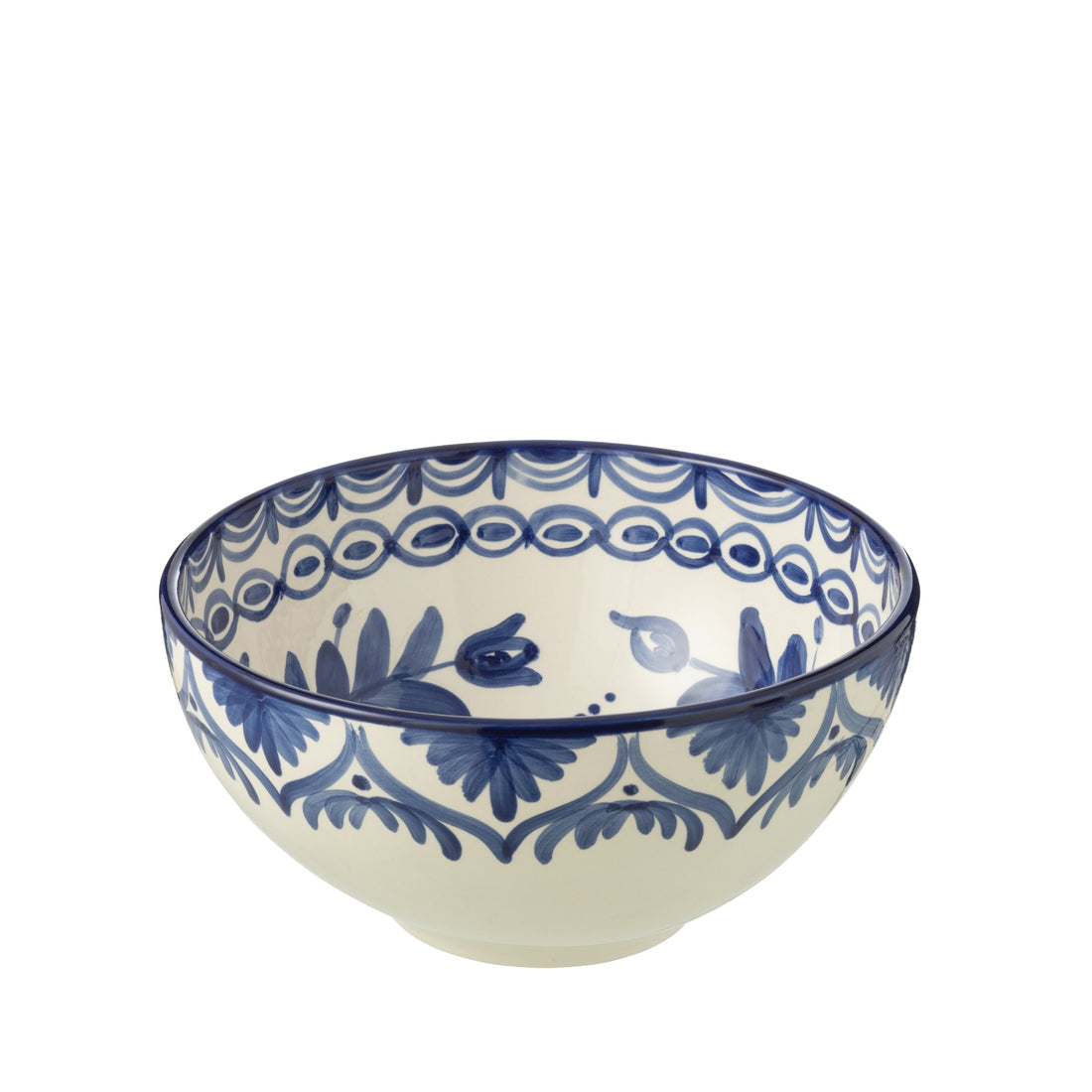 Grote Hoge Kom Granada Motief Cobalt Blauw/Wit Keramiek J-Line