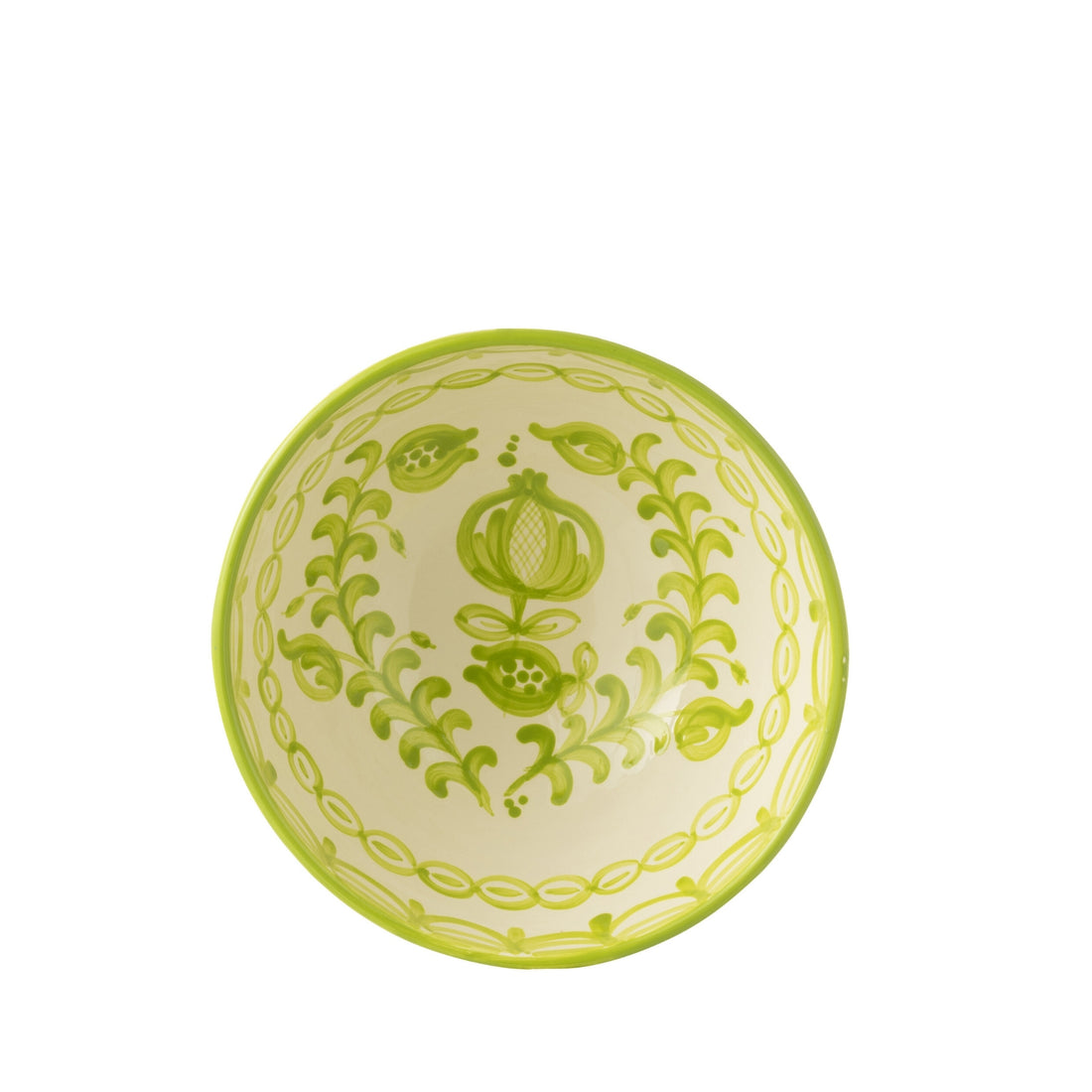 Grote Hoge Kom Granada Motief Groen/Wit Keramiek J-Line