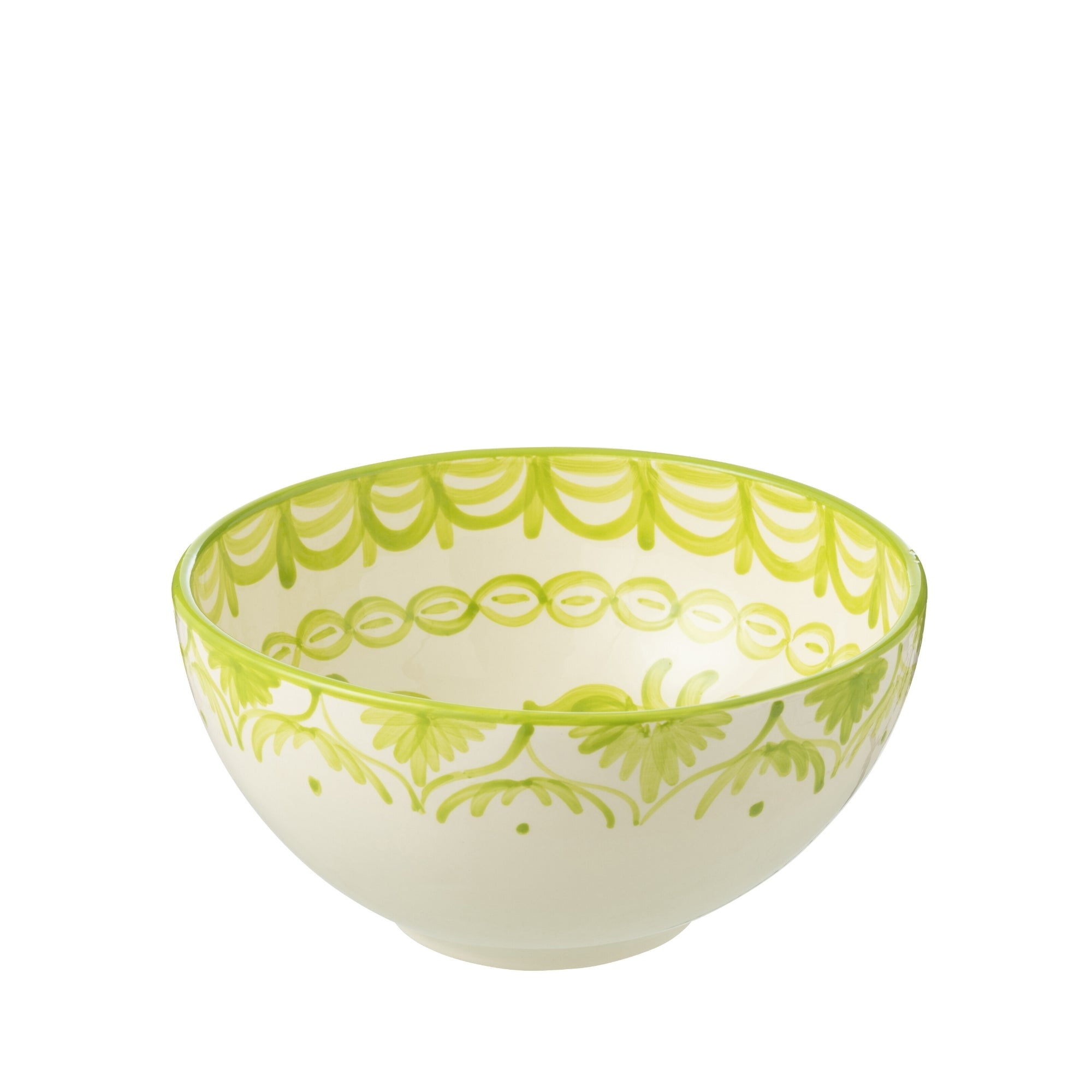 Grote Hoge Kom Granada Motief Groen/Wit Keramiek J-Line