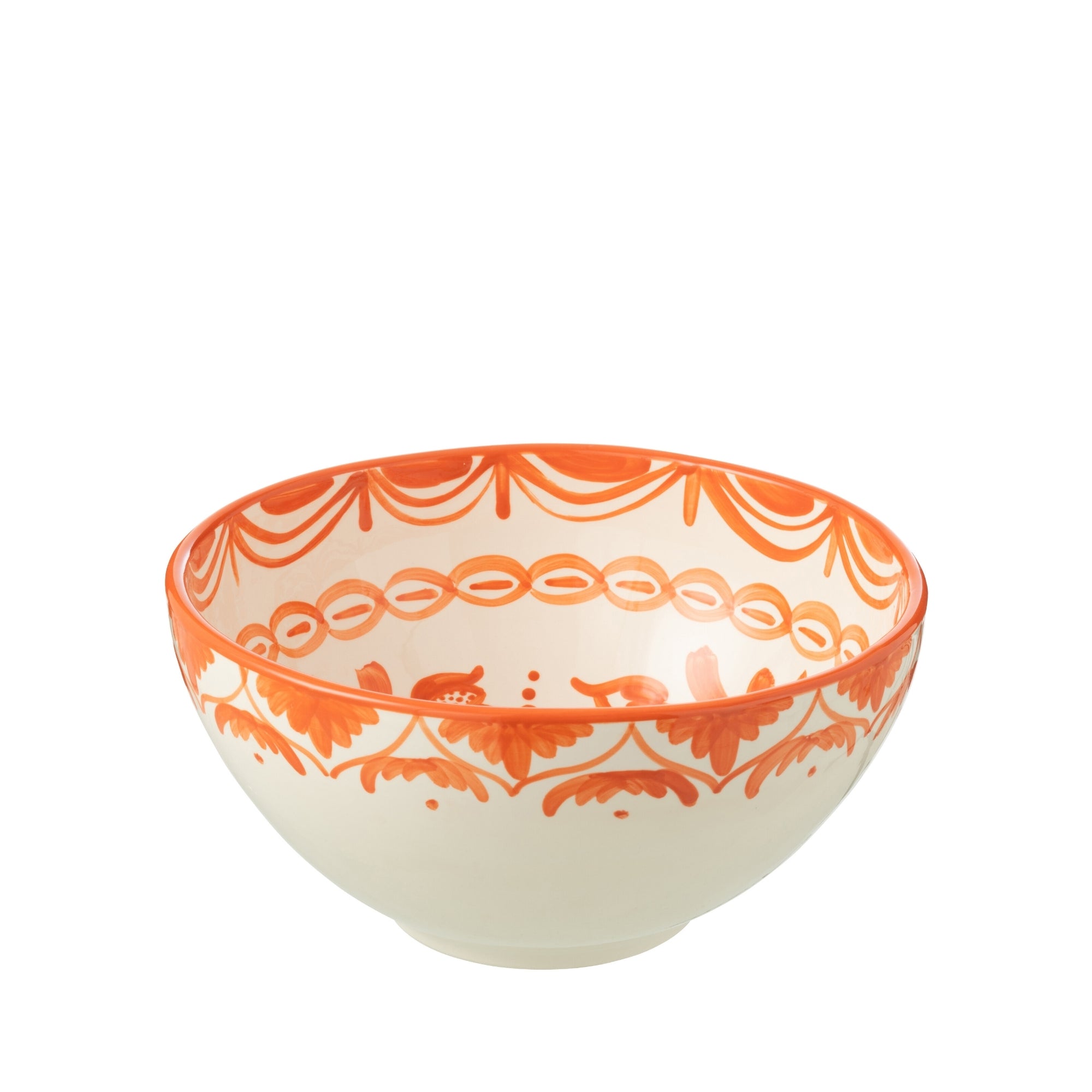 Grote Hoge Kom Granada Motief Oranje/Wit Keramiek J-Line