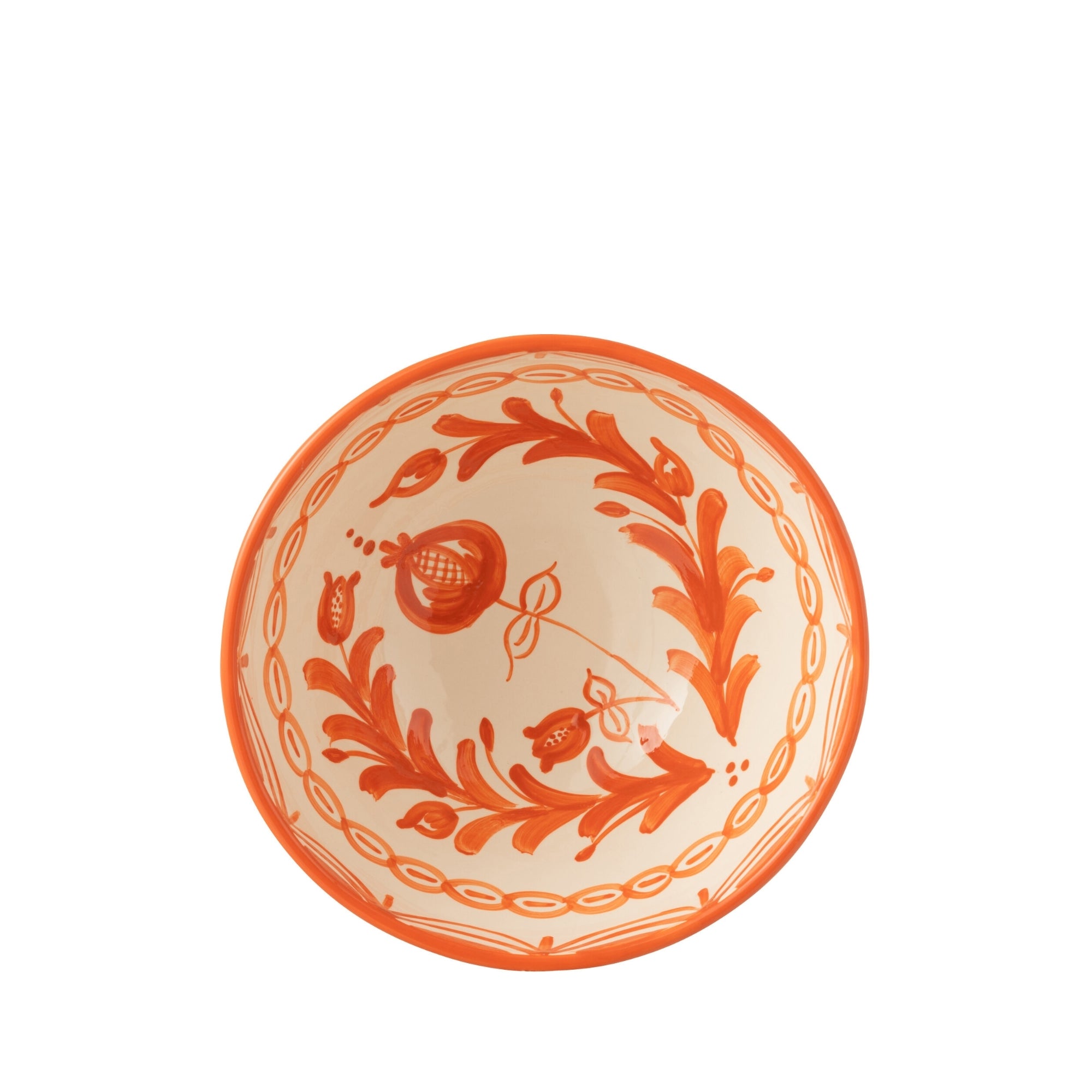 Grote Hoge Kom Granada Motief Oranje/Wit Keramiek J-Line